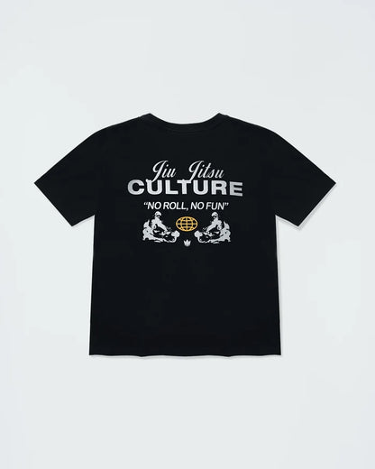 Kingz Jiu Jitsu Culture Youth Tee - Back View - No Roll No Fun Grappler Graphic - Black Youth BJJ Tee [color:Black]