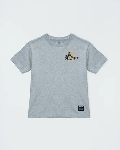 Kingz Jiu Jitsu Culture Youth Tee - Front View - Grappling Chest Graphic - Light Gray Youth BJJ Training Tee [color:Light Gray]