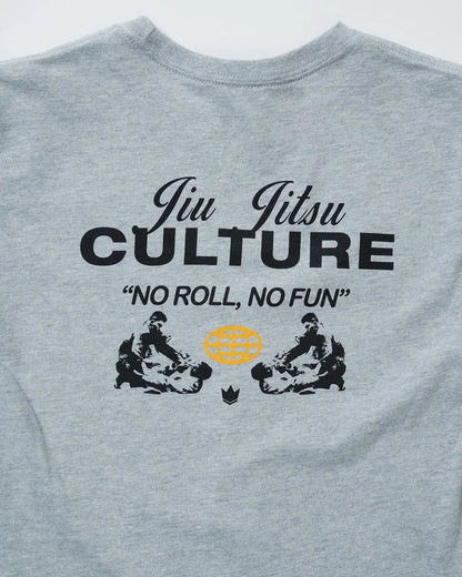 Kingz Jiu Jitsu Culture Youth Tee - Print Detail - No Roll No Fun Back Graphic Macro - Light Gray Youth BJJ Tee [color:Light Gray]