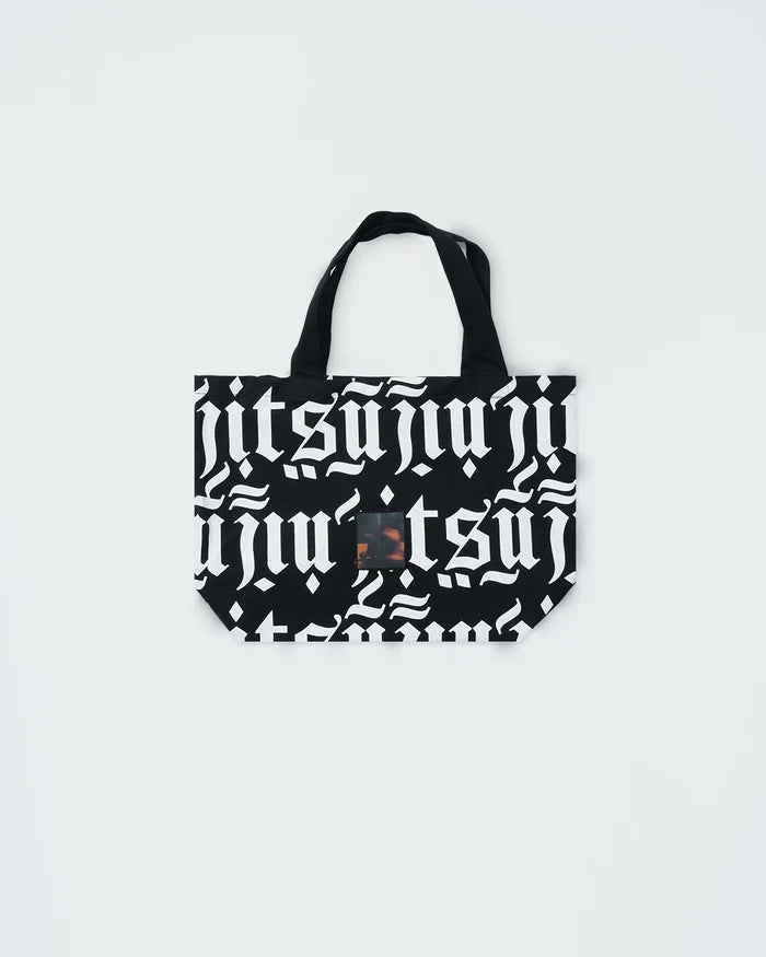Kingz Jiu Jitsu Typo Eco Bag - Front View - Black Canvas with Gothic All-Over Jiu-Jitsu Typography