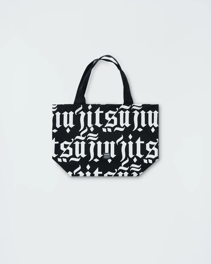 Kingz Jiu Jitsu Typo Eco Bag - Clean Front View - Gothic Typography All-Over Print BJJ Canvas Tote