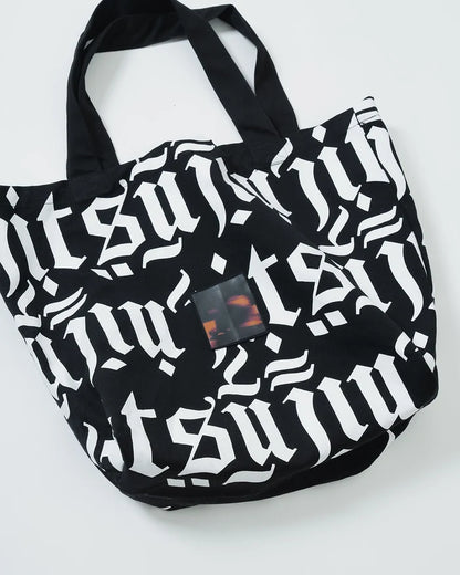 Kingz Jiu Jitsu Typo Eco Bag - Angled Close-Up View - Large Scale Gothic Print BJJ Canvas Tote Bag