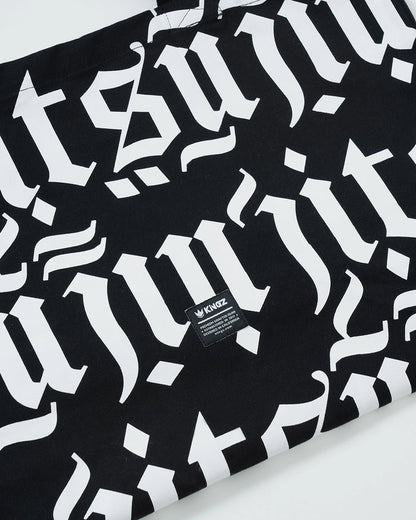 Kingz Jiu Jitsu Typo Eco Bag - KINGZ Brand Label Detail - Gothic Typography Fabric BJJ Eco Tote
