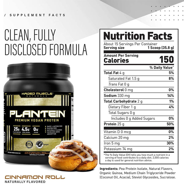 Kaged Muscle Plantein Premium Vegan Protein 15 Servings