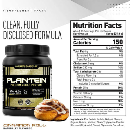 Kaged Muscle Plantein Premium Vegan Protein 15 Servings