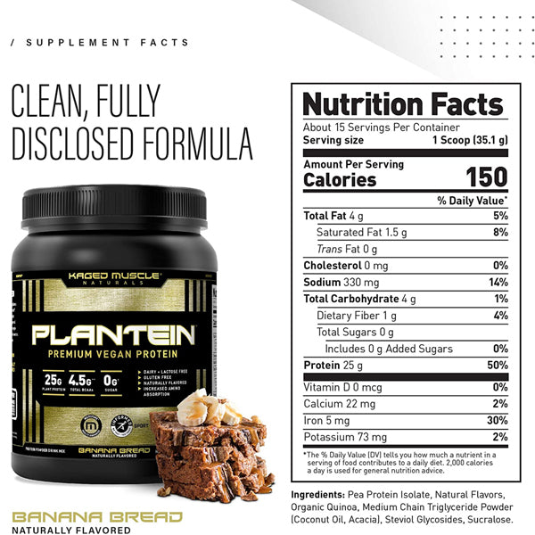 Kaged Muscle Plantein Premium Vegan Protein 15 Servings