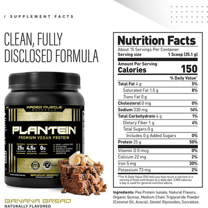 Kaged Muscle Plantein Premium Vegan Protein 15 Servings