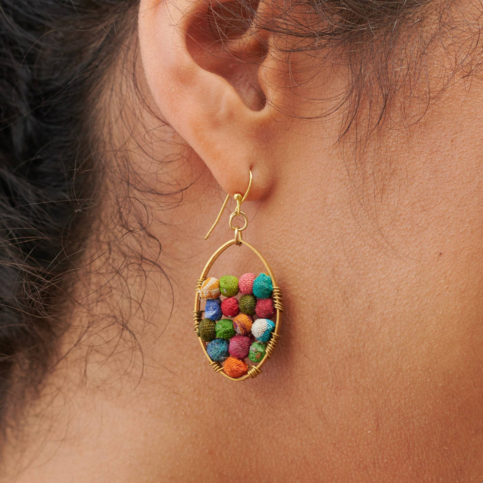 Kantha Milieu Embedded Earrings