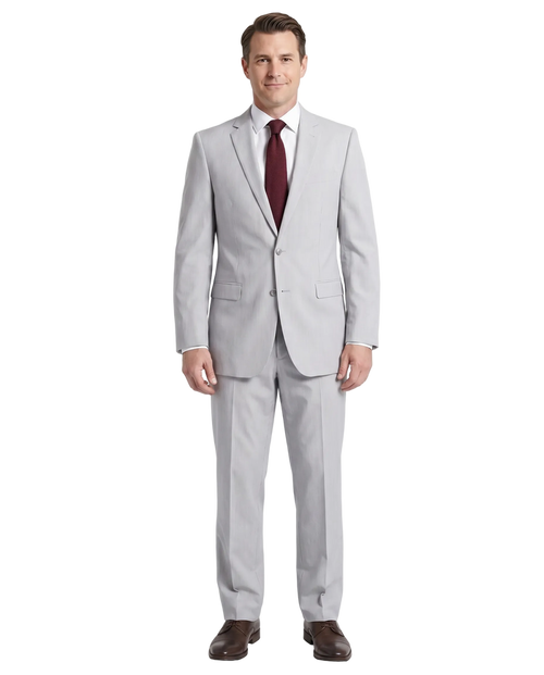 Kenneth Cole New York Gray Pinstriped Cotton Slim Fit Notch Lapel 2-button Suit - The Suit Depot