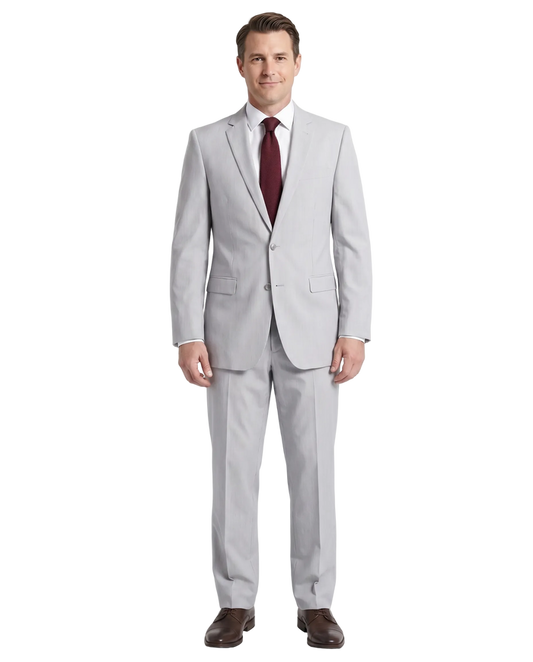 Kenneth Cole New York Gray Pinstriped Cotton Slim Fit Notch Lapel 2-button Suit - The Suit Depot