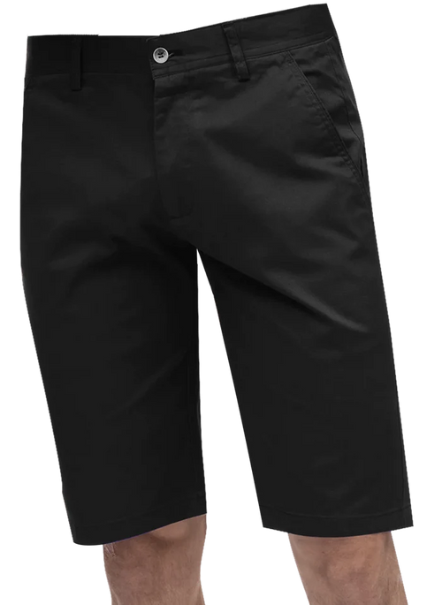 Kent Park PANTS Kent & Park Mens Solid Black Classic Fit Flat Front Shorts