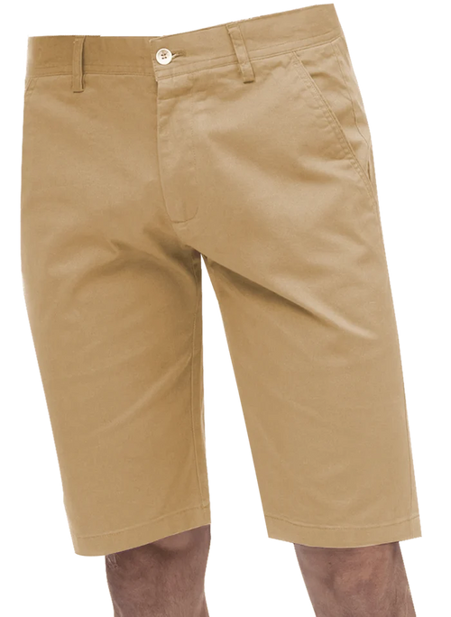Kent Park PANTS Kent & Park Mens Solid Khaki Tan Classic Fit Flat Front Shorts