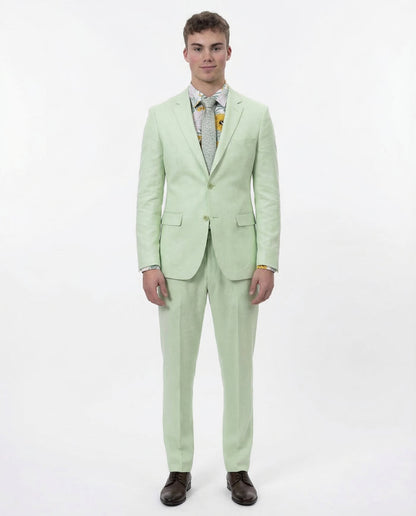 Kent & Park Mens Solid Mint Green Classic Fit Linen Blend 2 Piece Suit