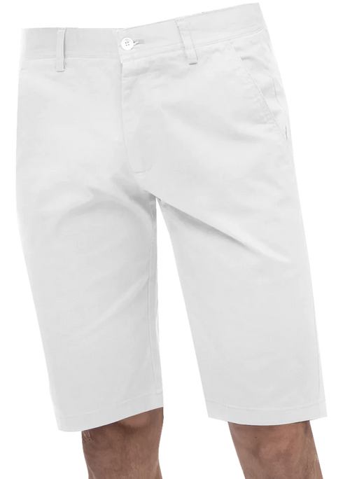 Kent Park PANTS Kent & Park Mens Solid White Classic Fit Flat Front Shorts