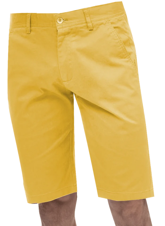 Kent Park PANTS Kent & Park Mens Solid Yellow Classic Fit Flat Front Shorts
