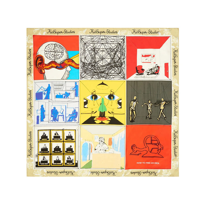 KidSuper Studios How to find an idea story board Printed Silk Scarf - Multi
