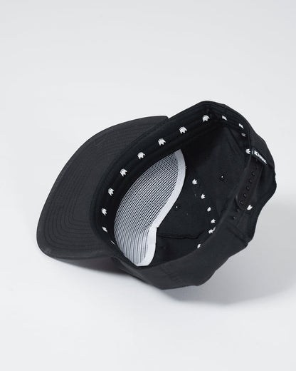 Kingz Crown Patch 5-Panel Strapback Hat Black - Inside View Black Crown Pattern White Mesh Lining Adjustable Strapback KINGZ Text Casual Style Hat [color:Black]