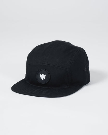 Kingz Crown Patch Strapback Hat - Black - Angled Front View Black Hat White Crown Badge Center Panel Ventilation Eyelets Adjustable Strap Casual BJJ Training Apparel [color:Black]