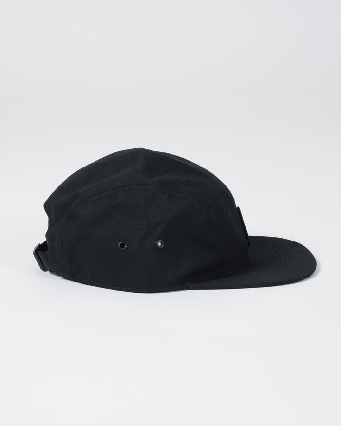 Kingz Crown Patch Strapback Hat Black - Side View Black Hat Ventilation Eyelets Adjustable Strap Minimalist Design BJJ Casual Apparel [color:Black]