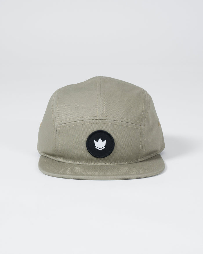 Kingz Crown Patch Strapback Hat Sage Green - Front View Sage Green Hat Black Circle Patch White Crown Logo Center Panel Casual Wear [color:Oliver]