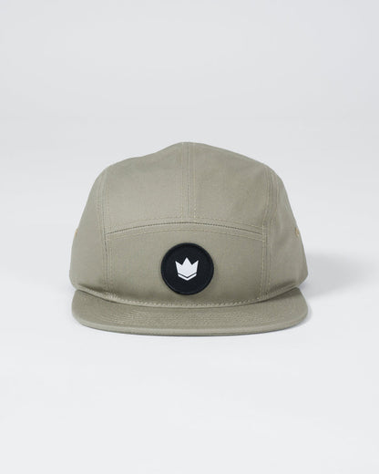 Kingz Crown Patch Strapback Hat Sage Green - Front View Sage Green Hat Black Circle Patch White Crown Logo Center Panel Casual Wear [color:Oliver]