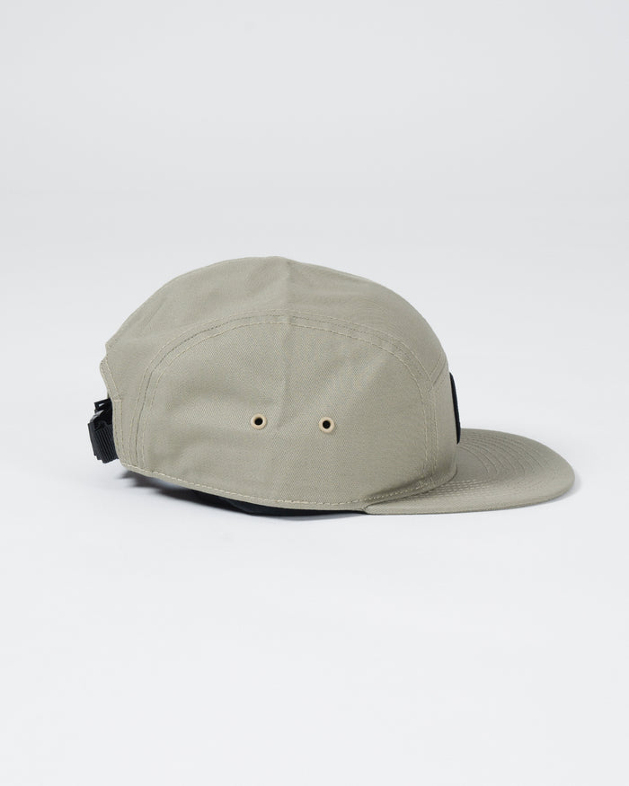 Kingz Crown Patch Strapback Hat - Sage Green - Side View Sage Green Hat Black Strap Eyelets Minimal Design Casual Apparel [color:Oliver]