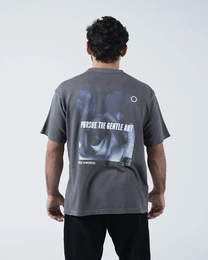 Kingz Gentle Art Tee - Back View Full - Pursue The Gentle Art Photo Print Back - Grey BJJ Tee [color:Grey]