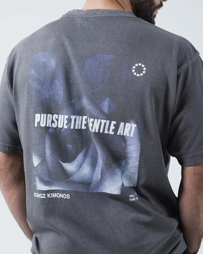 Kingz Gentle Art Tee - Back Print Detail - Pursue The Gentle Art Photo Graphic Kingz Kimonos - Grey BJJ [color:Grey]