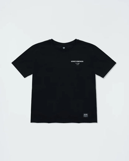 Kingz HQ V2 Youth Tee - Front View - Kingz Kimonos Chest Print - Black Youth BJJ Training Tee [color:Black]