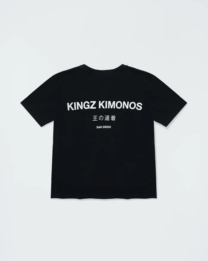 Kingz HQ V2 Youth Tee - Back View - Kingz Kimonos San Diego Graphic - Black Youth BJJ Streetwear Tee [color:Black]
