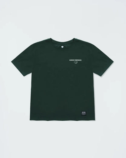 Kingz HQ V2 Youth Tee - Front View - Kingz Kimonos Chest Print - Military Green Youth BJJ Training Tee [color:Military Green]