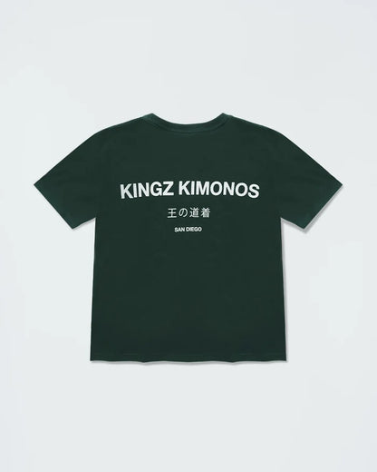 Kingz HQ V2 Youth Tee - Back View - Kingz Kimonos San Diego Graphic - Military Green Youth BJJ Streetwear Tee [color:Military Green]
