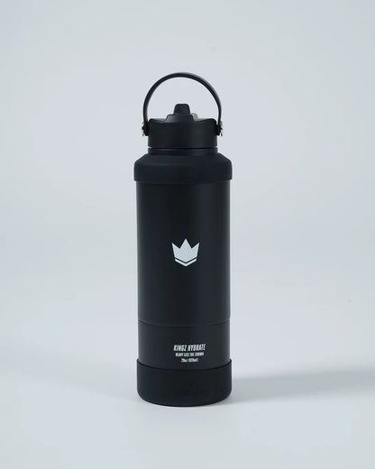 Kingz Hydrate Bottle 28 Oz - Black Water Bottle - Front View - BJJ Hydration Gear