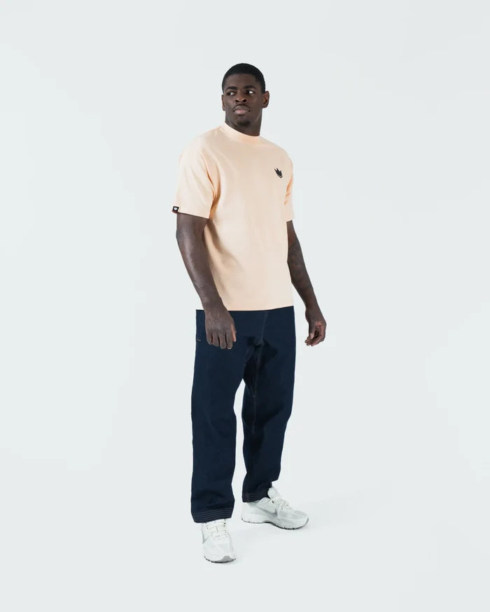 Kingz Jiu Jitsu Motion Tee - Full Body Lifestyle Front - Peach 280 GSM Pigment Dye BJJ T-Shirt [color:Peach]