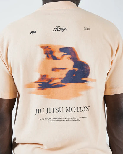 Kingz Jiu Jitsu Motion Tee - Back Graphic Close-Up - Grappling Artwork Jiu Jitsu Motion Quote - Peach BJJ [color:Peach]