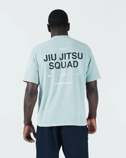 Kingz Jiu Jitsu Squad V2 Tee - Full Body Back View - JIU JITSU SQUAD Text Back Print - Sea Foam BJJ Tee [color:Sea Foam]
