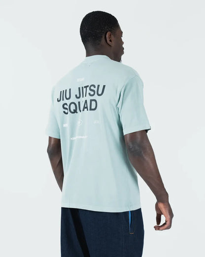 Kingz Jiu Jitsu Squad V2 Tee - Three-Quarter Back View - Squad Text Back Print - Sea Foam BJJ Cotton Tee [color:Sea Foam]