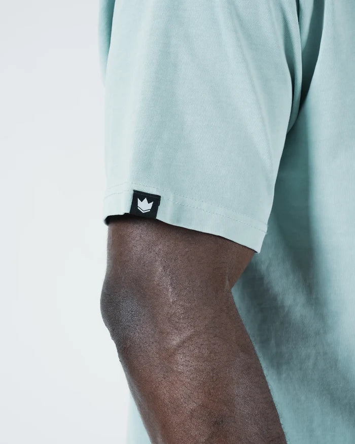 Kingz Jiu Jitsu Squad V2 Tee - Sleeve Crown Label Detail - Sea Foam Fabric Texture - BJJ Premium Tee [color:Sea Foam]