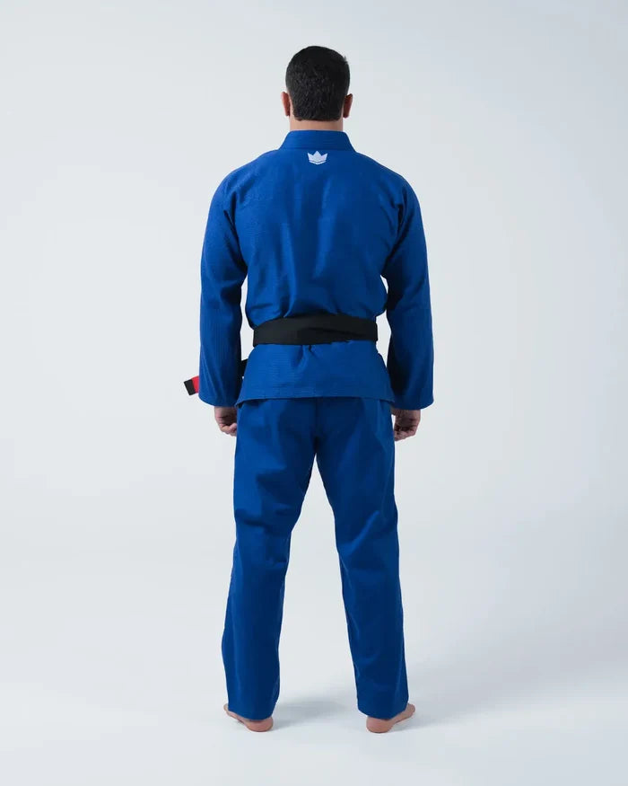 Kingz Kore V2 BJJ Gi Blue - Back View Crown Logo Full Body Blue Kimono and Pants