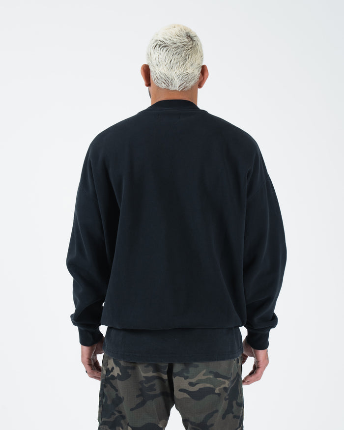 Kingz Kore V2 Crewneck - Back View - Full Plain Back Panel and Hem - Black - BJJ Streetwear Crewneck
