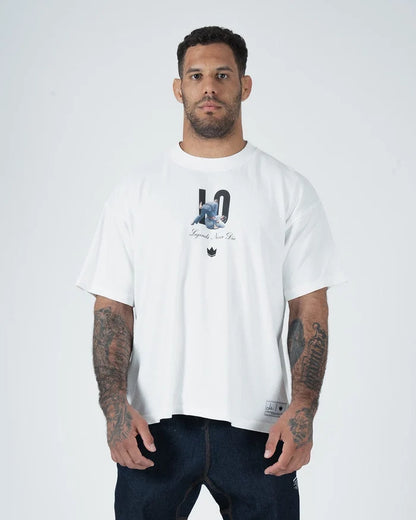 Kingz Leandro Lo Tee - Front View - LO Legends Never Die Graphic - White BJJ Tribute Shirt [color:White]