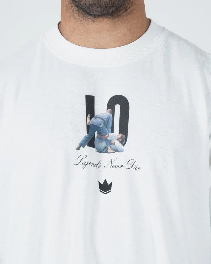 Kingz Leandro Lo Tee - Graphic Close-Up - LO Grappling Artwork Legends Never Die - White BJJ Tee [color:White]