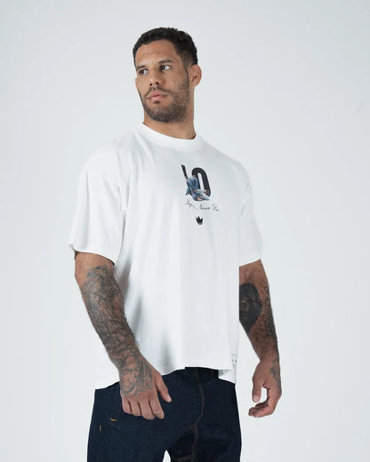 Kingz Leandro Lo Tee - Three-Quarter View - Oversized Fit White Tee - BJJ Tribute Streetwear Apparel [color:White]