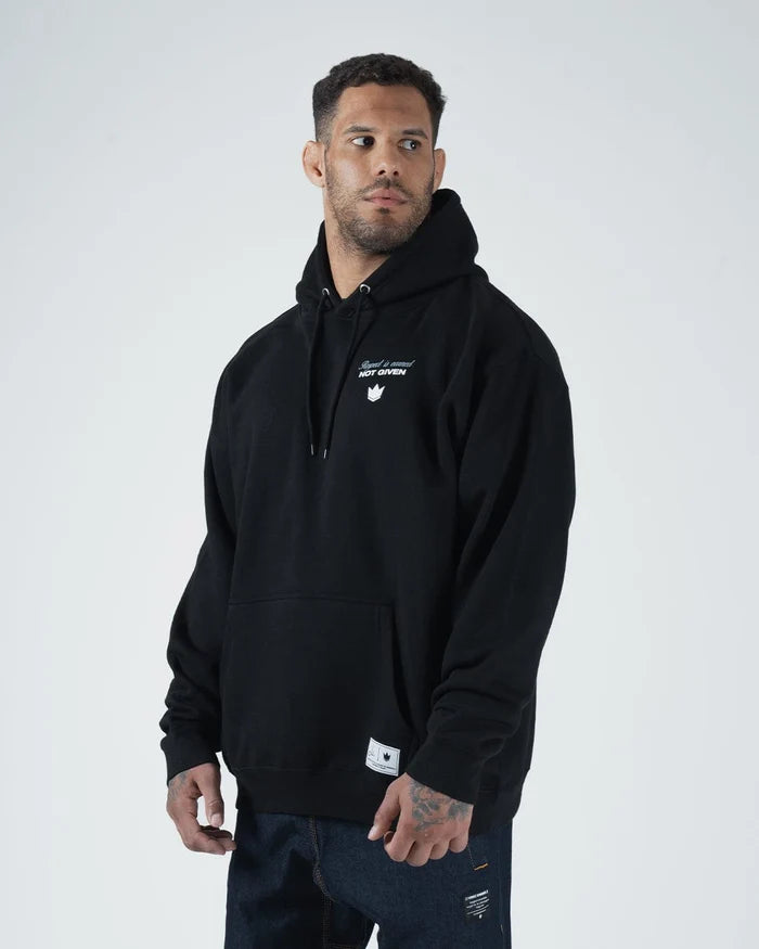 Kingz Leandro Lo Respect Hoodie - Side Profile View - Fleece Lined Hood - Black - BJJ Streetwear Hoodie [color:Black]