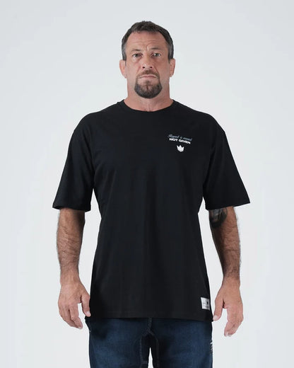 Kingz Leandro Lo Respect Tee - Front View - Respect Not Given Chest Graphic - Black BJJ Tribute Shirt [color:Black]