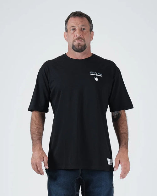 Kingz Leandro Lo Respect Tee - Front View - Respect Not Given Chest Graphic - Black BJJ Tribute Shirt [color:Black]