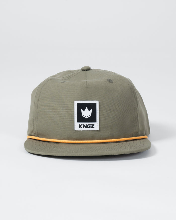 Kingz Original V2 Snapback - Green - Front View Crown Logo Patch Center Orange Trim Flat Bill Casual Wear Hat [color:Green]