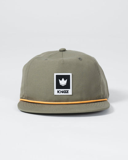 Kingz Original V2 Snapback - Green - Front View Crown Logo Patch Center Orange Trim Flat Bill Casual Wear Hat [color:Green]