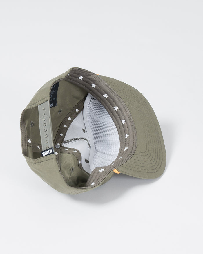 Kingz Original V2 Snapback - Green - Interior View Olive Green Hat White Crown Pattern Adjustable Strap Mesh Lining KINGZ Logo Tag Casual Wear BJJ Training Hat [color:Green]
