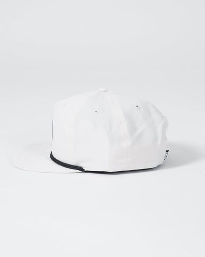 Kingz Original V2 Snapback - Natural - Side View White Hat Black Trim Ventilation Eyelets Flat Brim Subtle Logo Tag Casual Streetwear BJJ Apparel [color:Black/White]